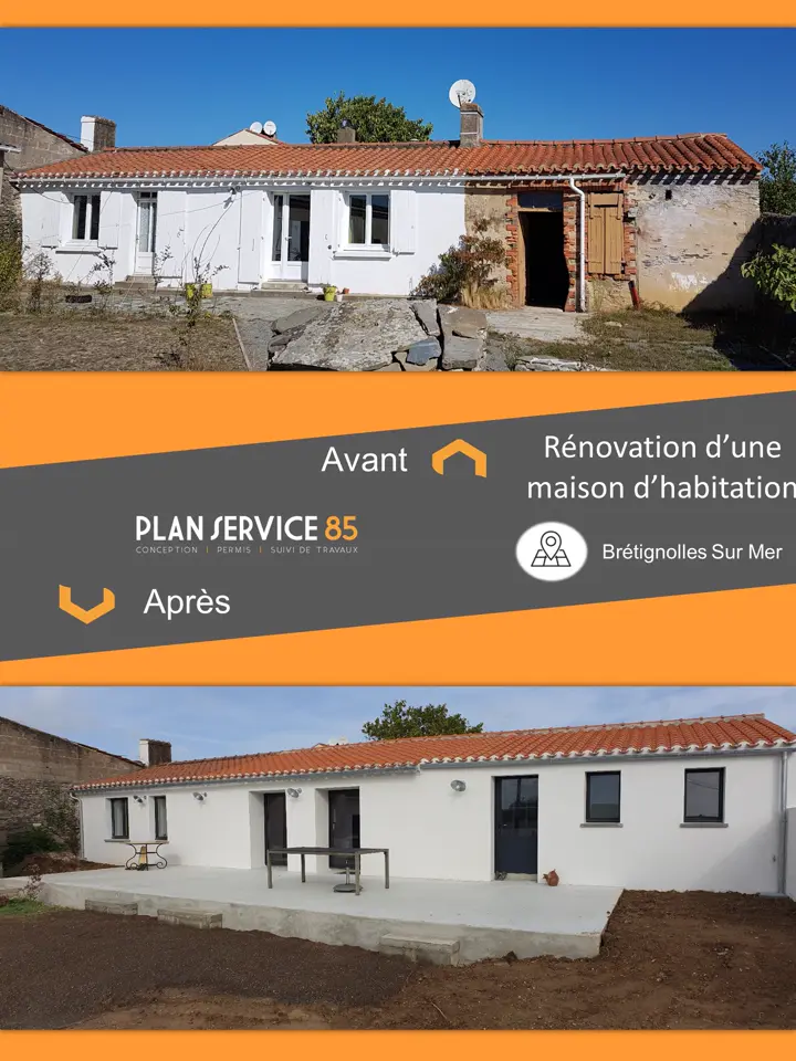 Rénovation d'une maison d'habitation, avant et après